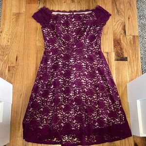Adrianna Papell Eyelash Lace Formal Midi Dress